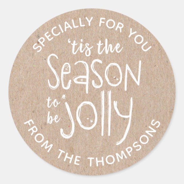 Rustic jul Sticker Runt Klistermärke (Framsida)