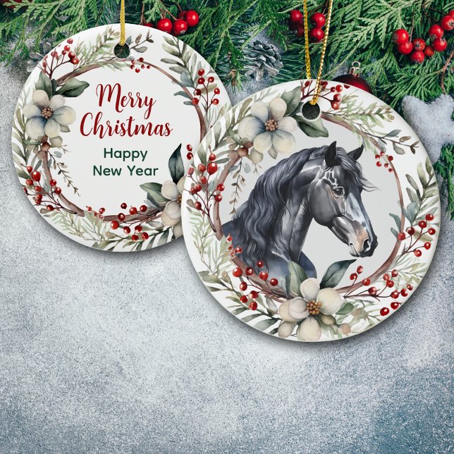 Rustic jul WandeBlack Horse Julgransprydnad Keramik (Skapare uppladdad)