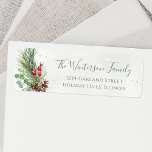 Rustic jul Winter Botanical Greenery Returadress Etikett<br><div class="desc">Vackra jultomter: returetiketter med handmålade botaniska vattenfärgade illustrationer av vintergrönt,  gräs och skarpsill grenar,  koner och häckbär.</div>