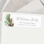 Rustic jul Winter Botanical Greenery Returadress Etikett<br><div class="desc">Vackra jultomter: returetiketter med handmålade botaniska vattenfärgade illustrationer av vintergrönt,  gräs och skarpsill grenar,  koner och häckbär.</div>