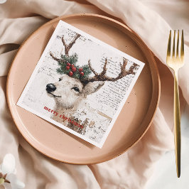 Rustic jul Winter Reindeer Pappersservett