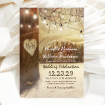 Rustic jul Winter Wedding Inbjudningar<br><div class="desc">Upptäck magin från vinter- och julklapp till ett genom våra vackra inbjudningar till skogsäsong. Med en bildkontrast av snö-träd, tvillingsträngen ljus och ett hjärta som är delat med initialer, är det säkert att dessa inbjudan anger perfektens festiva ton för din stora dag. Den moderna textmallen ger en unik, dynamisk beröring...</div>