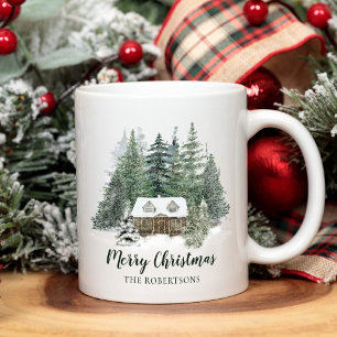 Rustic jul Woodland Cabin Kaffemugg