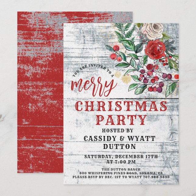 Rustic Julfest-inbjudan Inbjudningar (Fram/baksida)