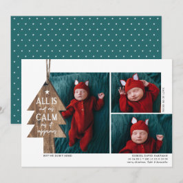 Rustic Julgran 3 Fotofödelsemeddelande Julkort