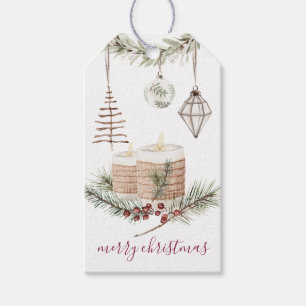 Rustic Julgran Candles & Ornaments Gift Märkre Presentetikett