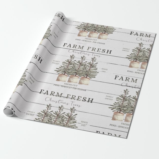 Rustic Julgran Farm Wrapping Papper Presentpapper (Utrullad)