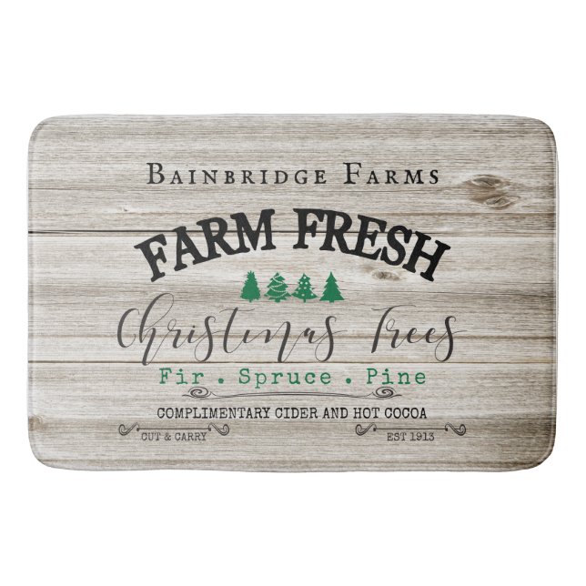 Rustic Julgran Farms-familjen Namn Badrumsmatta (Framsidan)