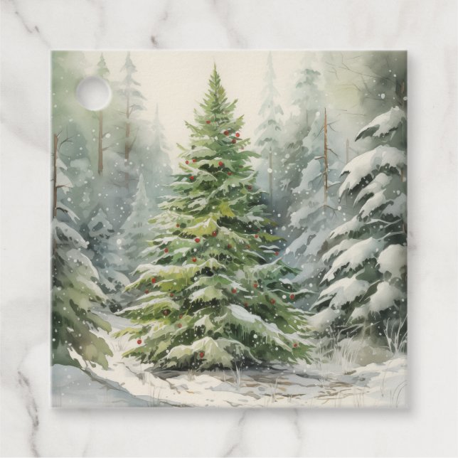 Rustic Julgran Gåvor Etiketter (Framsida)