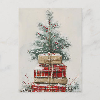 Rustic Julgran & Play Gift Stack Helg Vykort