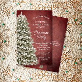 Rustic Julgran Red Company Party-inbjudan