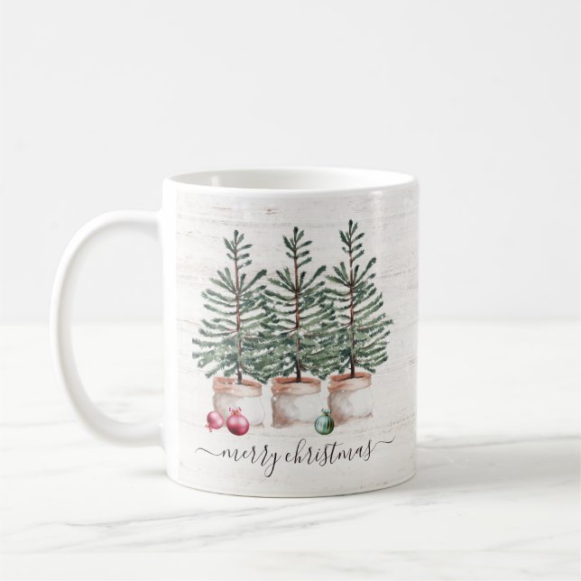 Rustic Julgranar God jul Kaffemugg (Vänster)