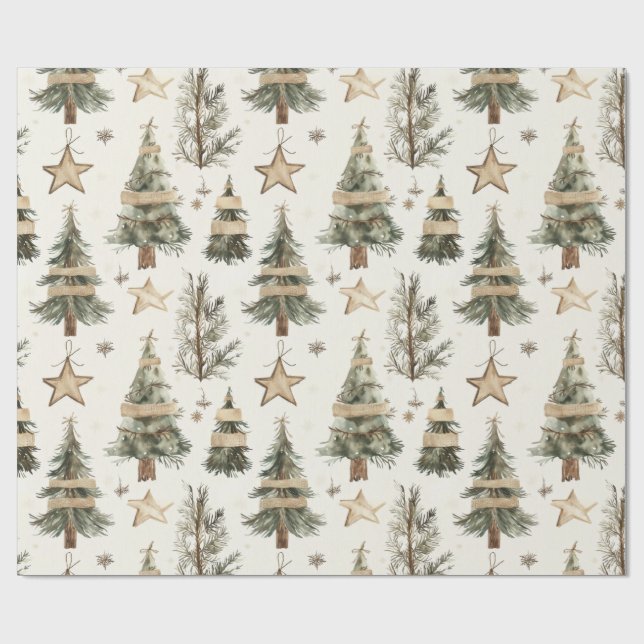 Rustic Julgranar Presentpapper (Platt)