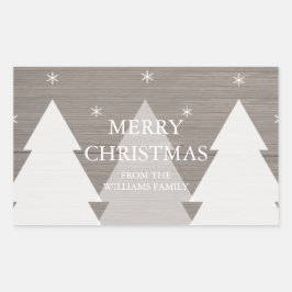 Rustic Julgranar Sticker Rektangulärt Klistermärke