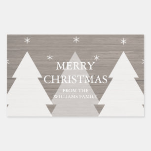 Rustic Julgranar Sticker Rektangulärt Klistermärke