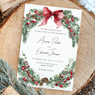 Rustic julvinter Greenery Bröllop Inbjudningar