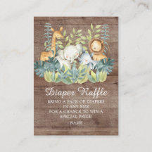Rustic Jungle Animal Baby Shower Diaper Raffle
