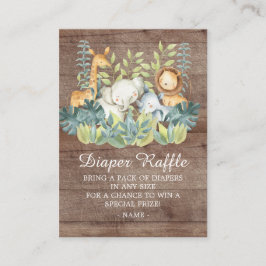 Rustic Jungle Animal Baby Shower Diaper Raffle Tilläggskort