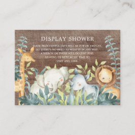 Rustic Jungle Animals Baby Gift Visning Shower Tilläggskort