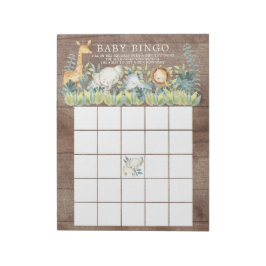 Rustic jungle Animals Baby Shower Bingo Game Anteckningsblock