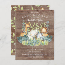Rustic Jungle Animals Neutralt Baby Shower