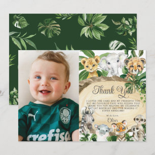 Rustic Jungle Animals Wood Greenery Birthday Photo Tack Kort