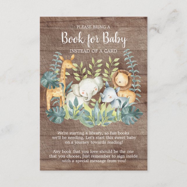 Rustic Jungle Baby Shower Bok för Baby Card Tilläggskort (Framsida)