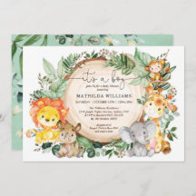 Rustic Jungle Greenery Vilda djur Baby Shower