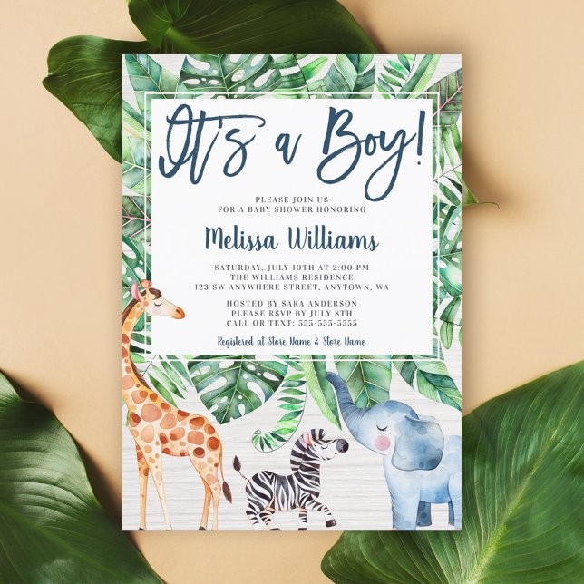 Rustic Jungle Safari Animals Boy Shower Inbjudningar (Skapare uppladdad)