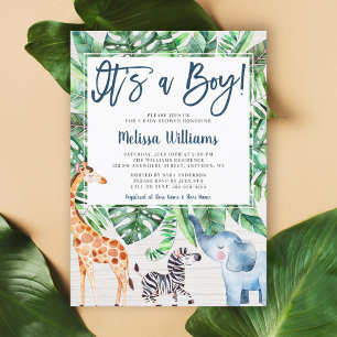 Rustic Jungle Safari Animals Boy Shower Inbjudningar