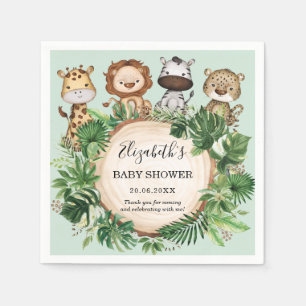 Rustic Jungle Safari Animals Greenery Baby Shower Pappersservett