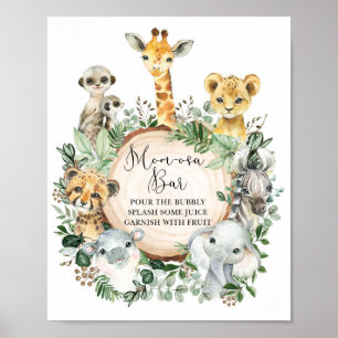 Rustic Jungle Safari Animals Momosa Pub Drink-teck Poster