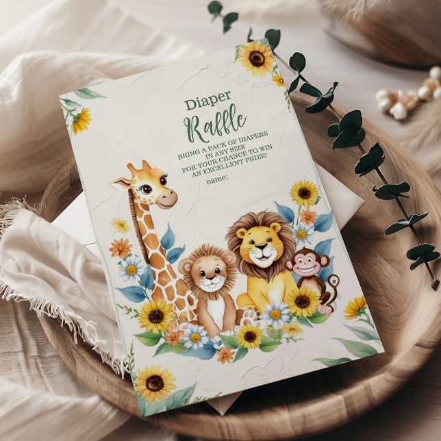 Rustic Jungle Safari Animals Raffle Diapper Tilläggskort (Skapare uppladdad)