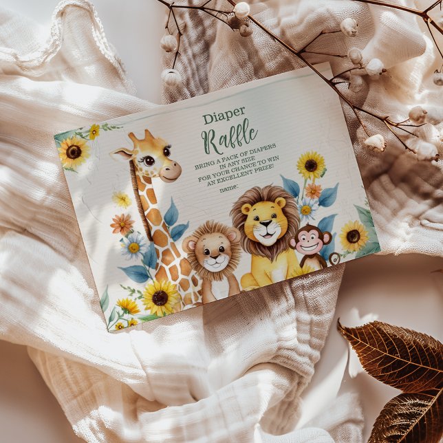 Rustic Jungle Safari Animals Raffle Diapper Tilläggskort (Skapare uppladdad)
