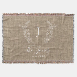 Rustic jute i familjen namn personlig filt