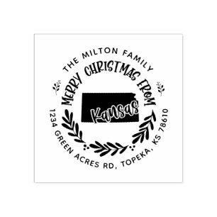 Rustic kansas god jul returadress stämpel