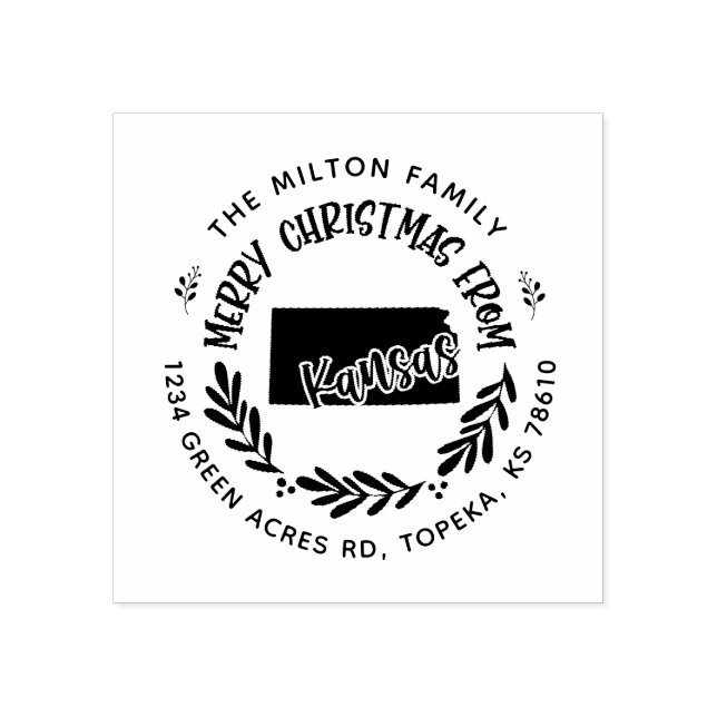 Rustic kansas god jul returadress stämpel (Tryck)