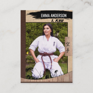 Rustic Karate Brown Bälte Wood Trading Card Visitkort