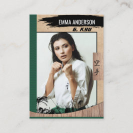 Rustic Karate Grönt Bälte Wood Trading Card Visitkort