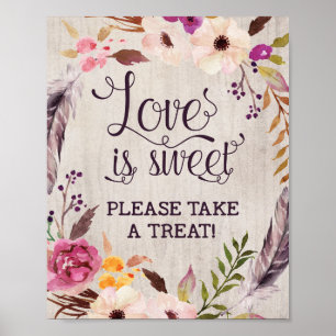 Rustic Kärlek är Sweet Bröllop Möhippa Decor Poster