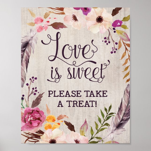 Rustic Kärlek är Sweet Bröllop Möhippa Decor Poster (Framsidan)