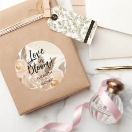 Rustic Kärlek i Blommigten Bloom Peach Runt Klistermärke