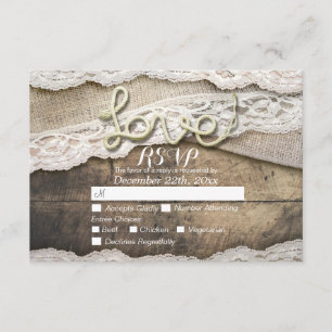 Rustic Kärlek Rope Burlap Snöre Bröllop OSA Svara Kort