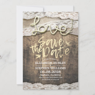 Rustic Kärlek Rope Burlap Snöre Bröllop spara datu Datumet