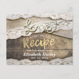 Rustic Kärlek Rope Burlap Snöre Möhippa Recipe Inbjudan Vykort