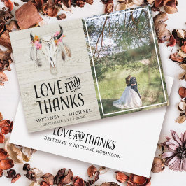 Rustic Kärlek Tack Antler Light Wood Kort