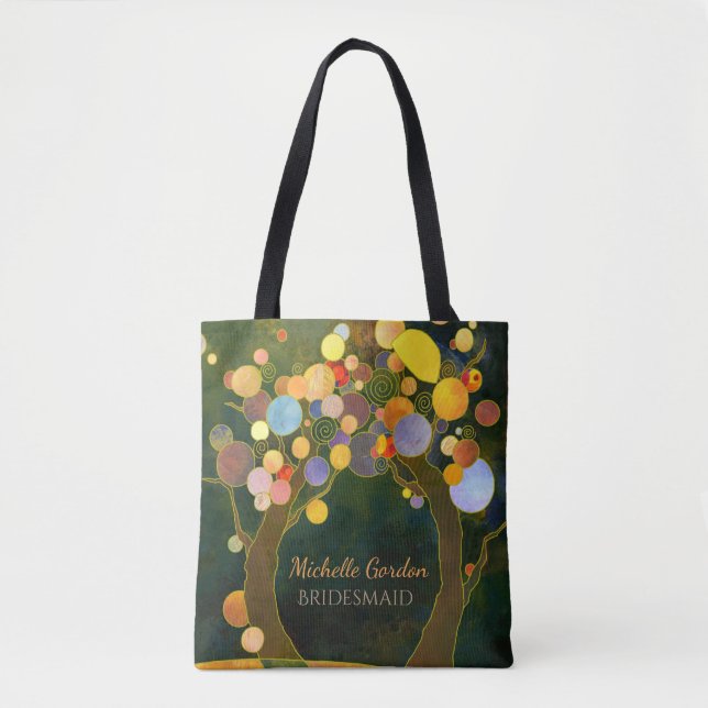 Rustic Kärlek Träd Bröllop Bridesmaid Gift Tygkasse (Framsida)