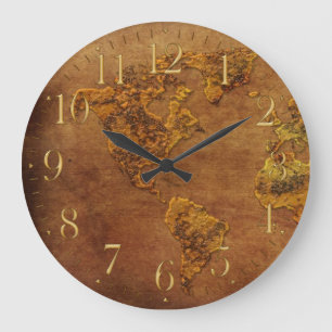Rustic Karta i American Continent Clock Stor Klocka