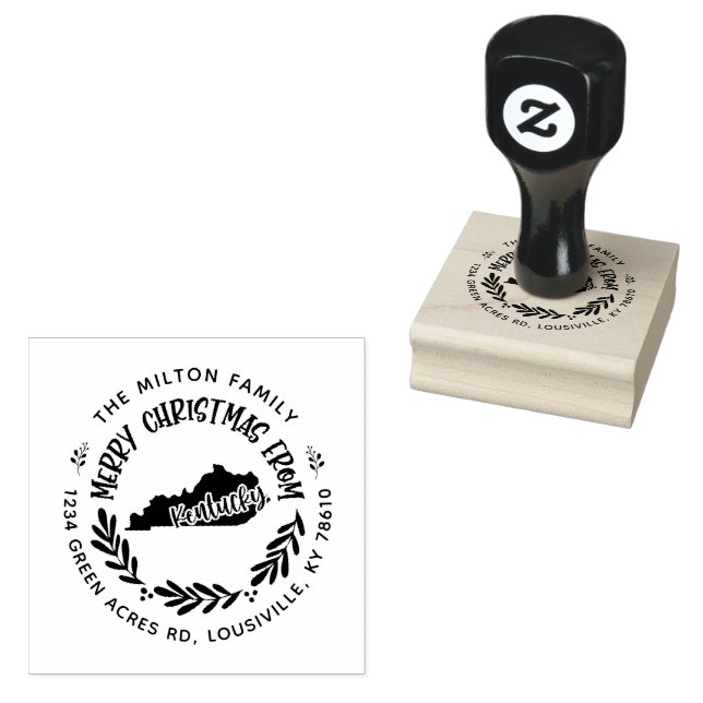 Rustic Kentucky God jul Returadress Stämpel (Stämplad)