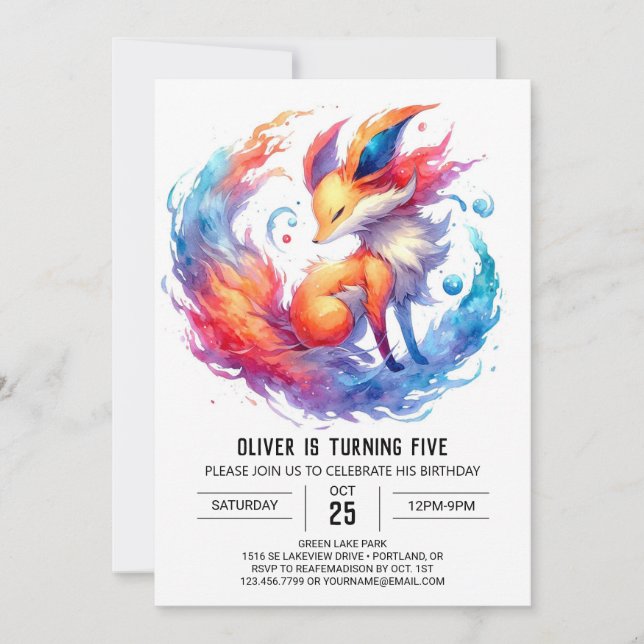 Rustic Kids Fox Birthday Inbjudningar (Framsida)